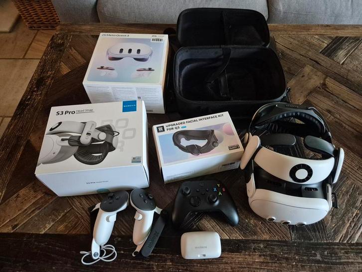 Quest3 512 GB+Bobo s3 pro headstrap+batterij+xbox controller, Computers en Software, Overige Computers en Software, Zo goed als nieuw