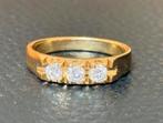 18K gouden ring met 3 natuurlijke diamanten en certificaat!, Bijoux, Sacs & Beauté, Bagues, Or, 17 à 18, Jaune, Enlèvement ou Envoi