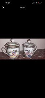 2 tasses avec couvercle en porcelaine chinois, Antiquités & Art, Enlèvement ou Envoi
