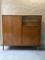 Vintage Mid-century modern dressoir met vitrine, jaren 50/60, Ophalen, Gebruikt, Met deur(en)