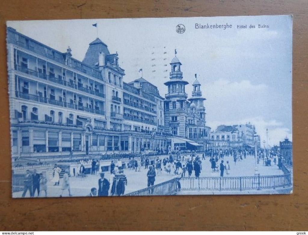 Postkaart Blankenberge: Hotel des Bains, Collections, Enlèvement ou Envoi, 1920 à 1940, Affranchie, Flandre Occidentale
