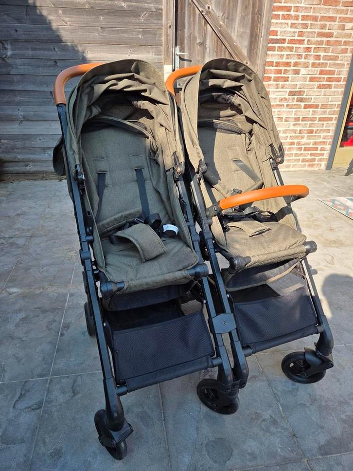 Puck Join Twin Buggy - Groen, Kinderen en Baby's, Buggy's, Zonnekap, Ophalen