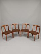 Set van 4 Vintage Johannes Andersen eetkamerstoelen, Huis en Inrichting, Stoelen, Ophalen, Mid century, Bruin, Geen