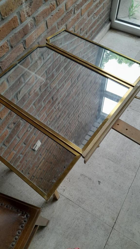 Spiegel op stok met drie luiken: antiek, Ophalen, Gebruikt