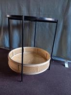 Bijzettafel rond met opvang bak voor kranten en magazines, Huis en Inrichting, Minder dan 55 cm, Gebruikt, Rond, Landelijk of modern