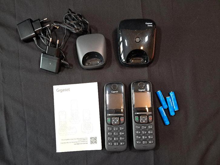 Zwarte draadloze duotelefoon - Gigaset Duo AS690., Telecommunicatie, Vaste telefoons | Handsets en Draadloos, Zo goed als nieuw