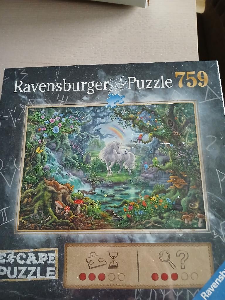 PUZZEL RAVENSBURGER "DE EENHOORN" 759 deeltjes, Hobby en Vrije tijd, Ophalen, 500 t/m 1500 stukjes, Nieuw, Legpuzzel