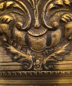 barok spiegel met een redelijk versierde goudkleurige lijst, Ophalen, Rechthoekig, 50 tot 100 cm, Minder dan 100 cm