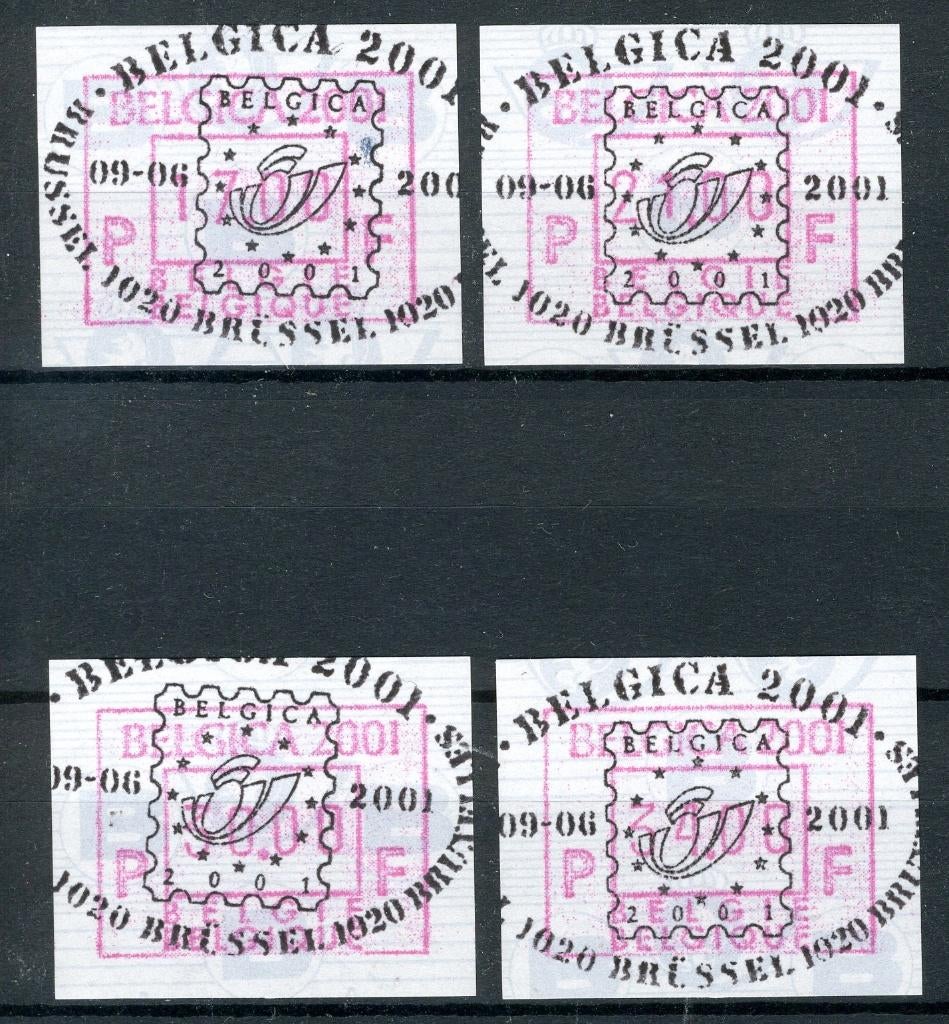 (B) ATM105 FDC 2001 - Belgique 2001 Set 17-21-30-34 BEF, Timbres & Monnaies, Neuf, Enlèvement ou Envoi, Affranchi, Oblitération 1er jour