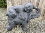 Bouddha couché sur un éléphant, Enlèvement, Neuf, Béton, Animal