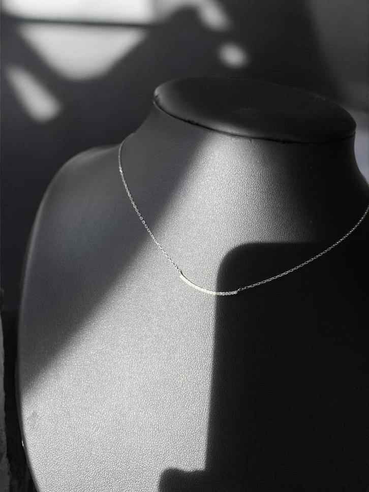 Collier chaîne 20 diamants naturels  or blanc, Bijoux, Sacs & Beauté, Colliers, Neuf, Or, Blanc, Avec pierre précieuse, Avec pendentif