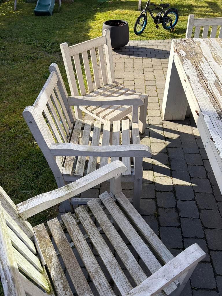 Tuinstoelen 8 stuks! TEAK set 100€, Ophalen, Zo goed als nieuw