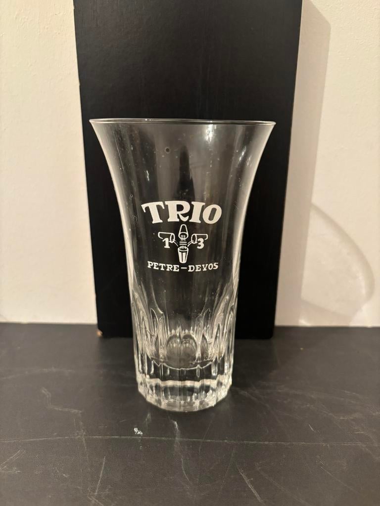 Oud bierglas Trio Petre - Devos, Ophalen of Verzenden, Zo goed als nieuw, Glas of Glazen, Overige merken
