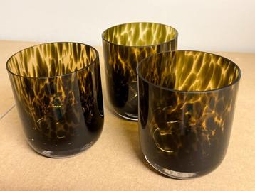 Gevlamde theelichthouders glas (3 stuks) beschikbaar voor biedingen