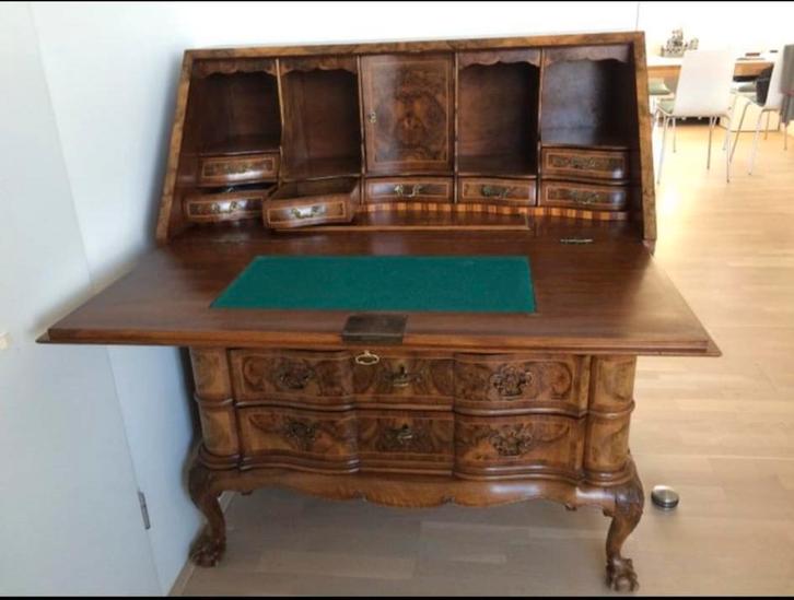 Bureau antiek schrijftafel - wortelnotenhout, Antiek en Kunst, Antiek | Meubels | Tafels, Ophalen