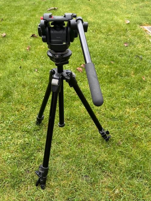 Manfrotto statief + fluithead 501HDV + Ball Cam Leveler 438, Audio, Tv en Foto, Fotografie | Statieven en Balhoofden, Zo goed als nieuw