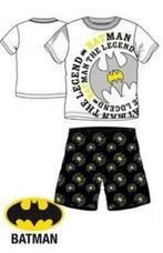 Batman Shortama - Wit/Zwart - Maat 98 - 104 - 116 - 128, Kinderen en Baby's, Ophalen of Verzenden, Nieuw, Jongen, Nacht- of Onderkleding