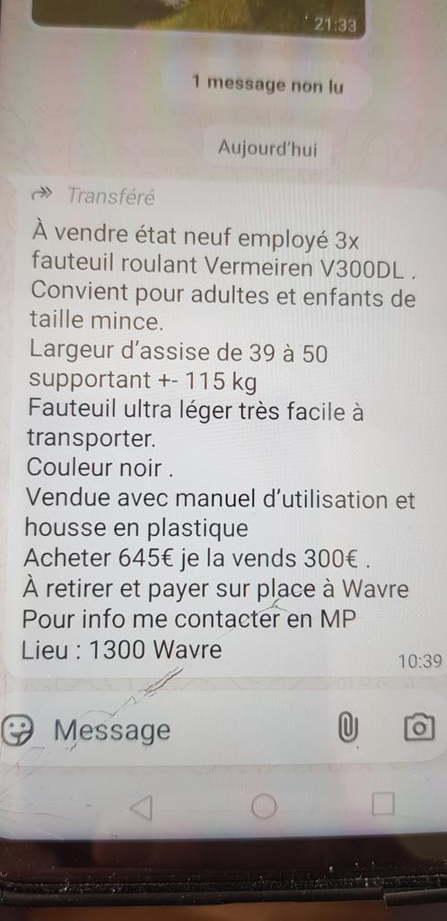 Fauteuil roulant, Huis en Inrichting, Fauteuils, Zo goed als nieuw
