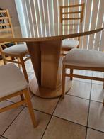 Table ronde + rallonge + 4 chaises, Gebruikt, Ophalen of Verzenden