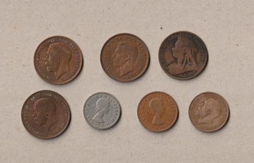 7 pièces anglaises anciennes différentes (utilisées), Timbres & Monnaies, Monnaies | Europe | Monnaies non-euro, Série, Autres pays