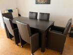 Eetkamer, Huis en Inrichting, Ophalen, Gebruikt, Klassiek, op wieltjes, zeer comfortabel,  in goede staat!, 4 tot 6 stoelen