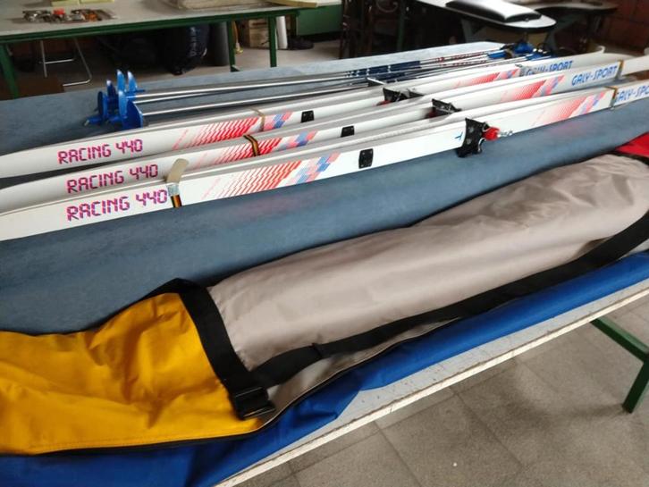 Langlaufski's - langlauflatten en vintage opbergtas, Sports & Fitness, Ski & Ski de fond, Enlèvement