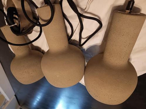 3 hanglampen in beton QAZQA, Huis en Inrichting, Lampen | Hanglampen, Gebruikt, 75 cm of meer, Overige materialen, Ophalen