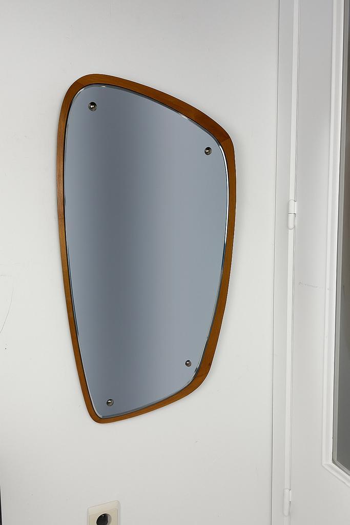 Vintage Scandinavische spiegel mid century, Huis en Inrichting, Woonaccessoires | Spiegels, Gebruikt, Minder dan 50 cm, Minder dan 100 cm