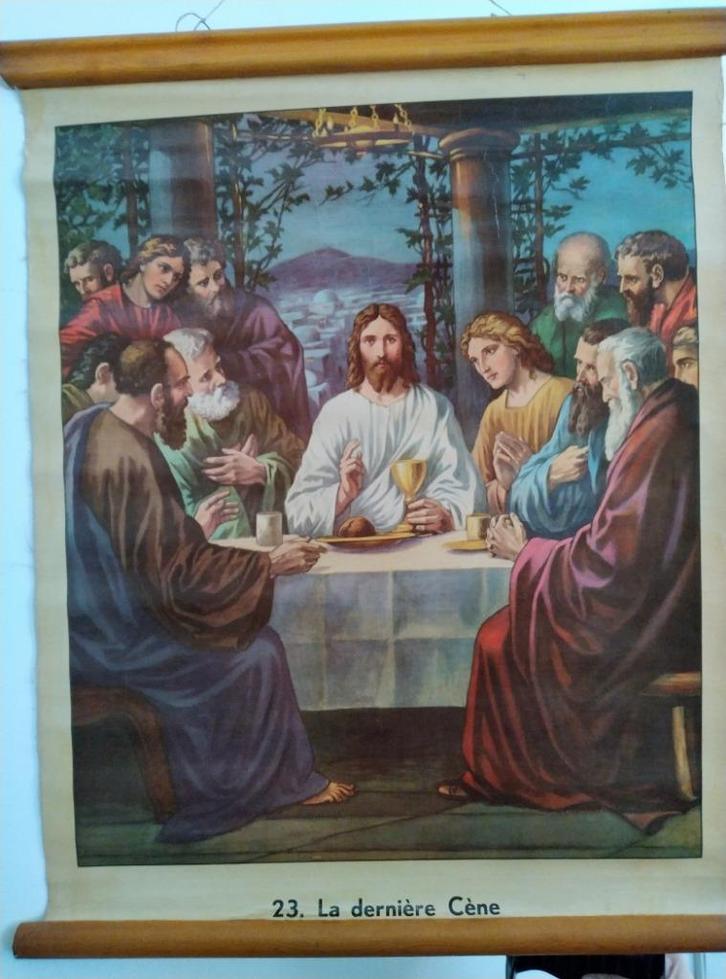 Religieuze schoolplaten (Oud), Antiek en Kunst, Antiek | Schoolplaten, Overige thema's, Ophalen of Verzenden