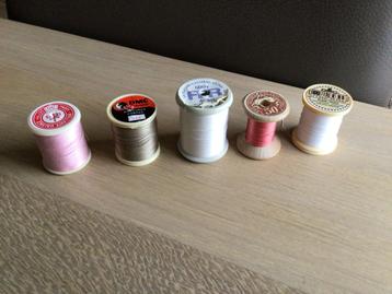 bobines vintage couture soie, 5 pièces, Enlèvement ou Envoi, Utilisé, Fil ou Aiguille(s)