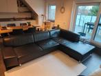 Hoekzetel, Maison & Meubles, Canapés | Coins salons complets, Enlèvement, Utilisé, Cuir, Zwarte leren hoekzetel