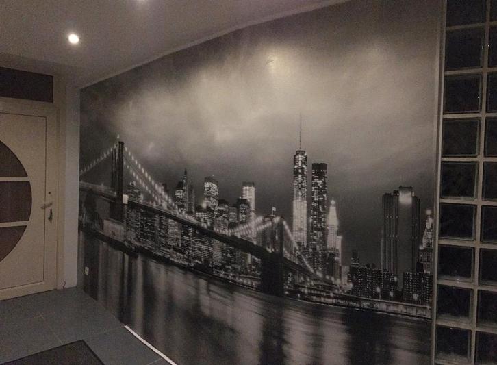 Wandfoto Brooklyn Bridge 368x254cm(incl lijm)- feature wall, Huis en Inrichting, Stoffering | Behang, Ophalen of Verzenden