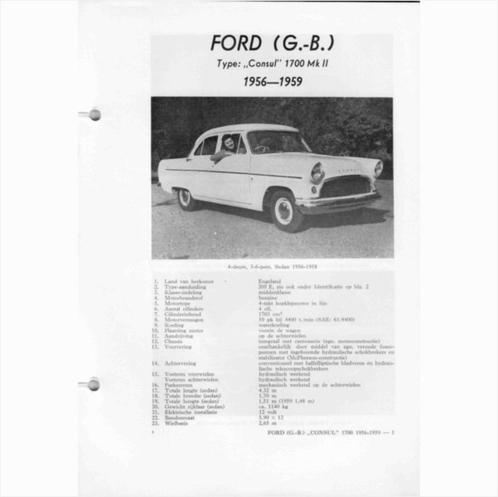 Ford Consul 1700 MK II Vraagbaak losbladig 1956-1959 #1 Nede, Livres, Autos | Livres, Utilisé, Ford, Enlèvement ou Envoi