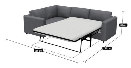 Ikea Vimle zetel met slaapbank donkergrijs, Huis en Inrichting, Zetels | Zetels, Gebruikt, Hoekbank, Vierpersoons of meer, 250 tot 300 cm