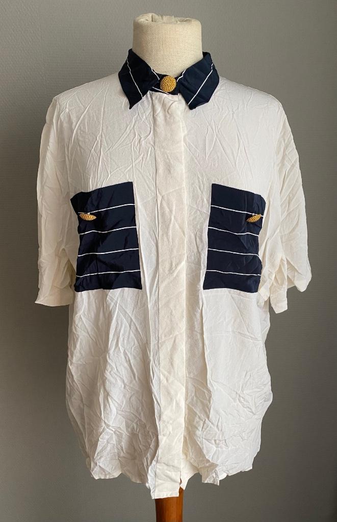 Ecru-kleurige zijden blouse Akris maat 46, Kleding | Dames, Blouses en Tunieken, Zo goed als nieuw, Maat 46/48 (XL) of groter