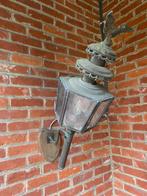 Antieke grote koperen buitenlamp – Ornament, Huis en Inrichting, Lampen | Wandlampen, Gebruikt, Ophalen of Verzenden, Glas, Antiek