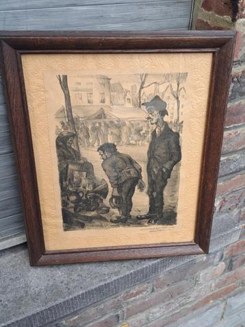 lithographie marche au puce signe piet volckaert beschikbaar voor biedingen