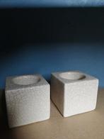 2 beige theelichthouders, Ophalen, Zo goed als nieuw, Beige
