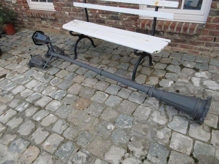 Oude lantaarnpaal 3 lichtpunten tuinverlichting buiten, Tuin en Terras, Buitenverlichting, Ophalen
