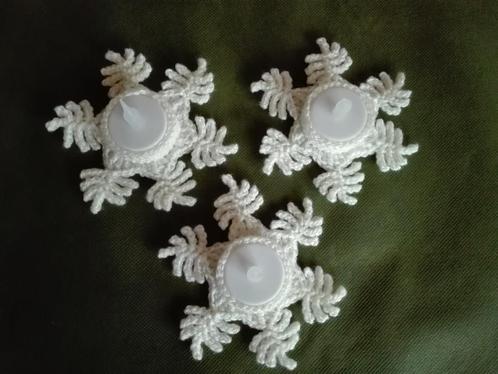 Kerstdecoratie - gehaakte theelichthoudertjes "sneeuwvlokje", Diversen, Kerst, Verzenden