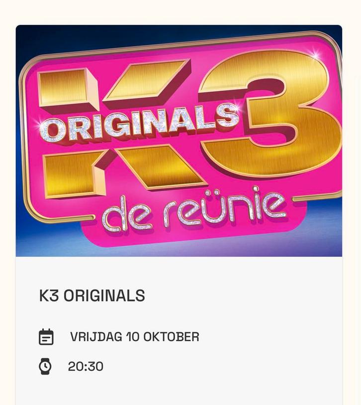 K3 reunie VIP tickets 10 oktober in Antwerpen, Tickets en Kaartjes, Overige Tickets en Kaartjes, Drie personen of meer