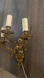 Vintage koperen wandlampenmet 3 lampen, Ophalen, Zo goed als nieuw