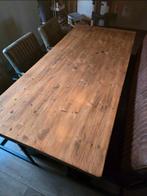 Industriële tafel met bank en 3 stoelen, Huis en Inrichting, Tafels | Eettafels, Ophalen, 100 tot 150 cm, Zo goed als nieuw, Vijf personen of meer
