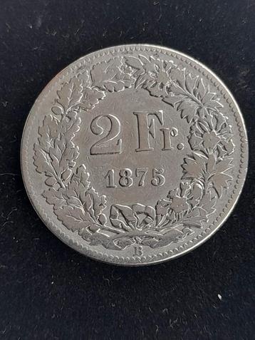 2 francs suisses 1875 argent, Enlèvement ou Envoi, Autres pays, Monnaie en vrac, Argent
