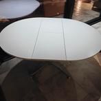 Vintage eettafel uitschuifbaar 1m20 rond naar ovaal-1m80, Huis en Inrichting, Tafels | Eettafels, Ophalen, Ovaal