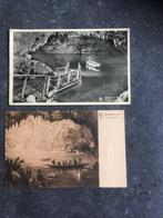 2 postkaarten Grotten van Han - le lac d' embarkerend boot, Ophalen of Verzenden, Namen