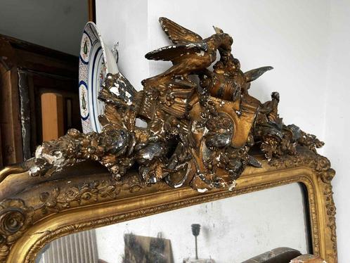 Lot 2x grote antieke vergulde spiegel Louis XVI antiek 18e 1, Antiek en Kunst, Antiek | Spiegels, 50 tot 100 cm, 150 tot 200 cm