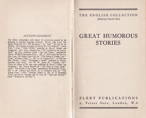 Great Humorous Stories – edited Harold Herd 1947, Antiquités & Art, Antiquités | Livres & Manuscrits, Enlèvement ou Envoi