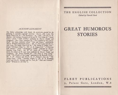 Great Humorous Stories – edited Harold Herd 1947, Antiek en Kunst, Antiek | Boeken en Manuscripten, Ophalen of Verzenden