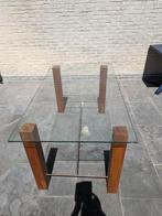 Glazen tafel, Maison & Meubles, Tables | Tables de salon, 100 à 150 cm, 50 à 100 cm, Enlèvement, Glas met hout